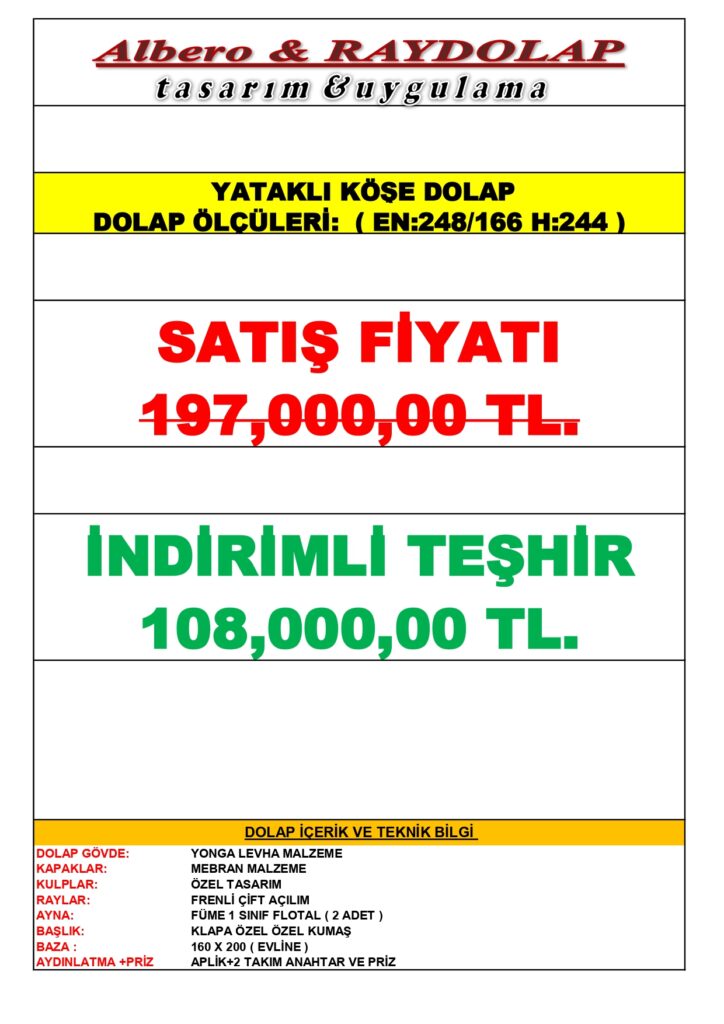 248-166 köşe yataklı dolap 248 166 kose yatakli dolap