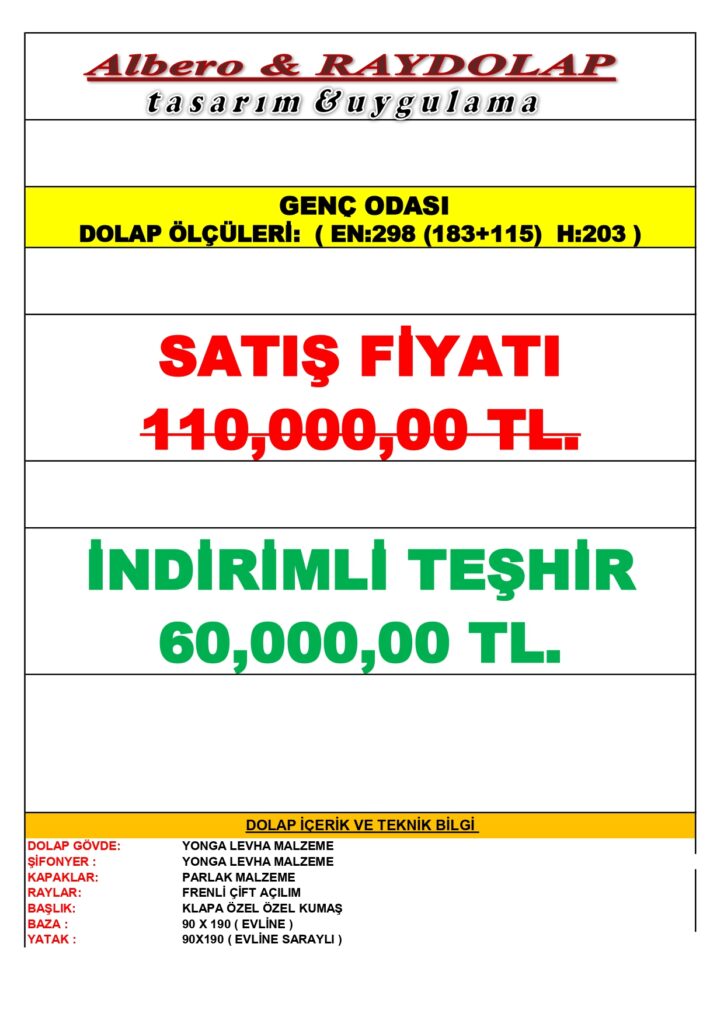298 cm genç odası 298 cm genc odasi