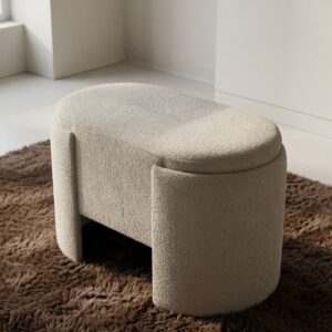 Bej Oval Puf