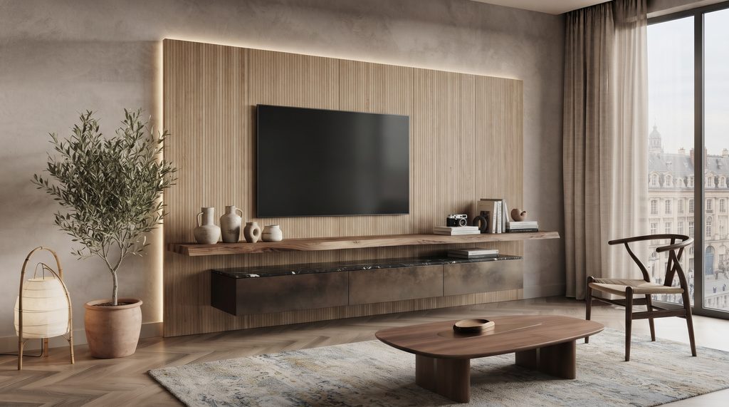 Tv Ünitesi Modeli 2026-02 Modern duvar tv ünitesi ve depolama dolabı - Tv Ünitesi 2026-02