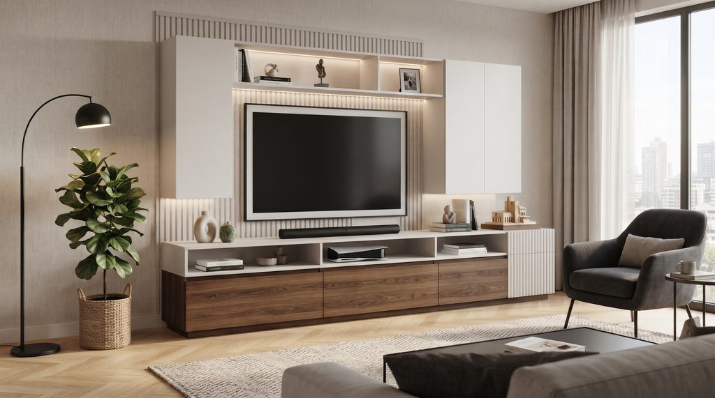 Tv Ünitesi Modeli 2026-04 Modern duvar tv ünitesi ve depolama dolabı - Tv Ünitesi 2026-04